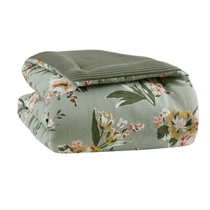 English Elm 7-piece Cal King Vintage Floral Comforter Set with Reversible Stripe and Bed Skirt B035P440214