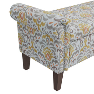 English Elm Conrad Storage Ottoman - Elegant Floral Upholstered Lift-Top With Nail Head Trim For Stylish Organization B127P278181