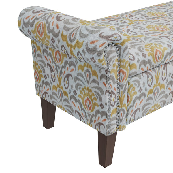 English Elm Conrad Storage Ottoman - Elegant Floral Upholstered Lift-Top With Nail Head Trim For Stylish Organization B127P278181