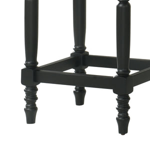 English Elm Set of 2 Rustic Counter Stools with Cushioned Faux Leather Seats, Solid Wood Build, Space-Saving 25" Black W2537P298997