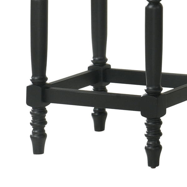 English Elm Set of 2 Rustic Counter Stools with Cushioned Faux Leather Seats, Solid Wood Build, Space-Saving 25" Black W2537P298997