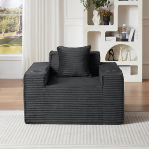 English Elm 1seater Corduroy Cloud Sofa Compact Pocket Spring Chair for Studio Apartment Office Dark Gray W3396P434746