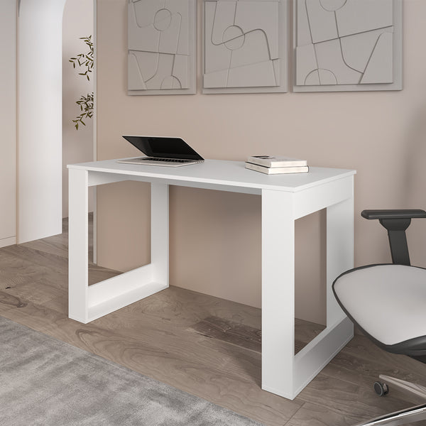 English Elm Computer Desk Albion — White Engineered Wood Workspace 47.2"W x 23.6"D, Stylish Leg Design, Durable Construction B092P306236