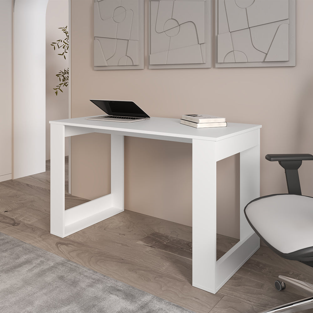 English Elm Computer Desk Albion White — Spacious 47.2"W x 23.6"D Engineered Wood, Unique Leg Design, Durable Finish B092P306236