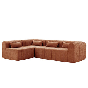 English Elm 145.5 Inch 4 Piece Modular Sectional Sofa Polyester Low Profile Living Room Couch Orange Multi N767P346281O