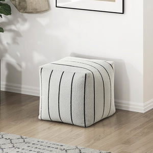 English Elm Modern Square Pouf In Off-White Jacquard Fabric – Versatile Seating & Footrest For Small Spaces B011P251657