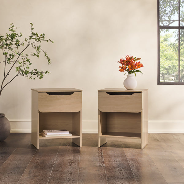 Simple Modern 1-Drawer Nightstand - Set of 2 Riviera DOMB4CRIC-2PK Walker Edison