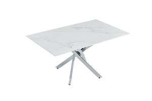 English Elm Modern Tempered Glass Dining Table with Gold Iron Frame for Home or Office W3590S00005