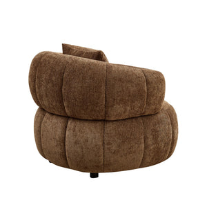 English Elm Modern Sculptural Pumpkin Lounge Chair Textured Polyester Upholstery for Living Room Brown W2582P457334