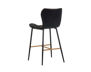 Sunpan Lyla Stylish Barstool Set of 2 with Diamond-Stitched Seat and Chic Gold Accents for Modern Spaces Antique Black