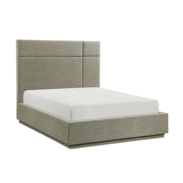 English Elm Beautiful Channel Tufted Eastern King Bed Tall Headboard Green Fabric Plywood B011S02500