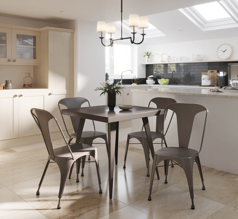 English Elm Austin Industrial Dining Table Antique Bronze by LumiSource – Sturdy metal, loft-style, seats 4, versatile centerpiece B202P223355