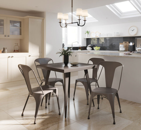 English Elm Austin Industrial Dining Table Antique Bronze by LumiSource – Sturdy metal, loft-style, seats 4, versatile centerpiece B202P223355