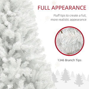 English Elm Homcom 7.5Ft White Artificial Christmas Tree With 1346 Branch Tips, Auto-Open Design & Steel Base W2225P249635