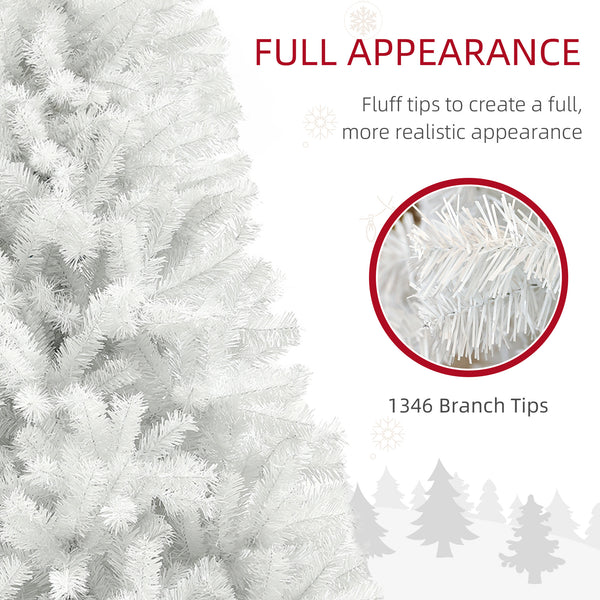 English Elm Homcom 7.5Ft White Artificial Christmas Tree With 1346 Branch Tips, Auto-Open Design & Steel Base W2225P249635