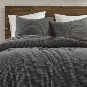 English Elm 3PCS Waffle Washed Comforter Set Full/Queen with Breathable 100% Cotton Face and Plush 270G Fill Charcoal 23 L x 21 W x 12 H B035P341106