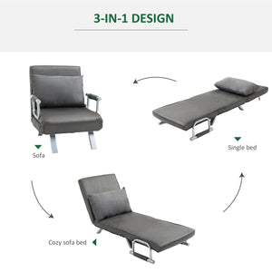 English Elm HOMCOM Convertible Single-Folding Sofa Bed Chair with 5 Recline Angles, Steel Frame, Removable Cover W2225P173917