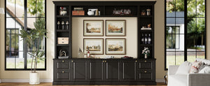 English Elm All-in-one Modern Entertainment Center with Bookcase Shelves for Living Room Display Black N710S688101B