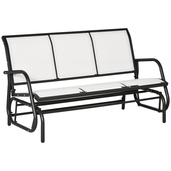 English Elm Outsunny 3 Seat Outdoor Glider Bench Powder Coated Metal Frame Mesh Porch Swing W2225P174334
