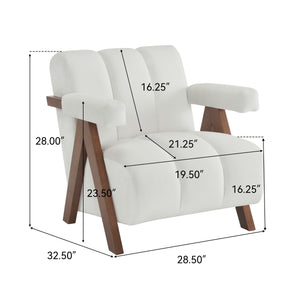 English Elm Christopher Knight Home® - Mid Century Modern Barrel Chair with Solid Wood Frame, Plush Tufted Velvet Ivory Seat, Cozy 28.5" Wide Lounge N765P197467W