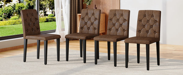 English Elm 4-pack Button-tufted Faux Suede Dining Chairs with Black Metal Legs for Modern W1151P295723