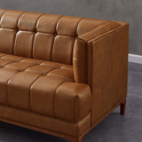 English Elm Ashcroft Furniture - Mara  Tufted Cognac Leather Sofa