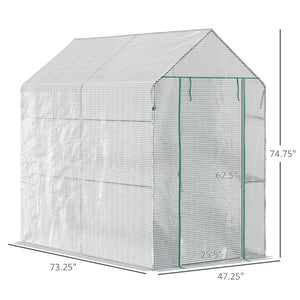 English Elm Outsunny Walk-in Portable Greenhouse with 4 Shelves Pe Mesh Cover Steel Frame W2225P217649