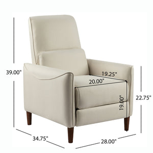 English Elm Christopher Knight Home® - Push Recliner Chair Beige Fabric Upholstered Small Space Fatigue-Reliever with Rubberwood Legs, Safe Protection Plate N771P210116M