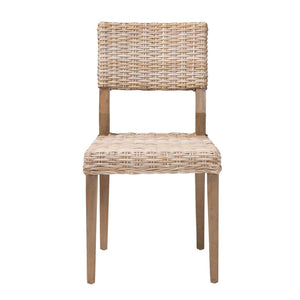 English Elm Bohemian Handwoven Kubu Rattan Mahogany Wood Dining Chair Organic Eclectic Style B2750P467743