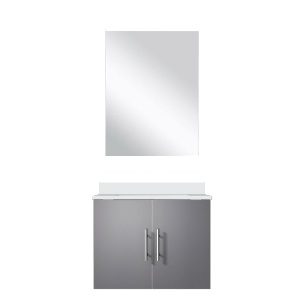 English Elm Dark Grey Single Bath Vanity With White Quartz Top & Frameless Mirror – Stylish Storage Solution! B2731S00741