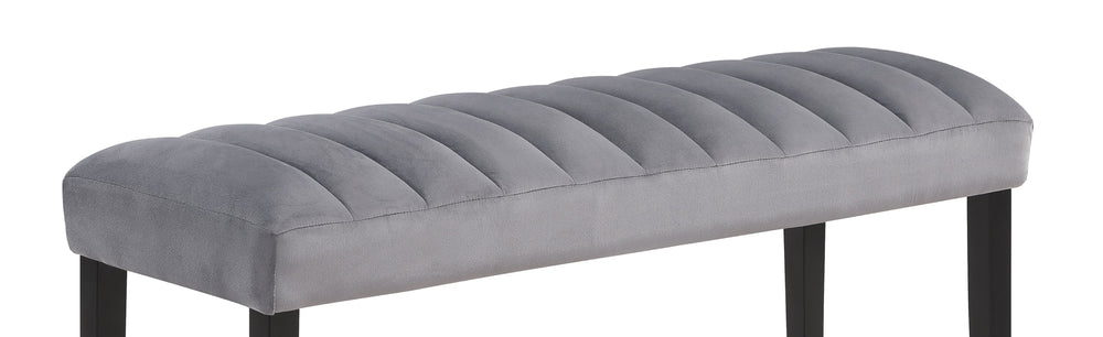 English Elm 1pc Counter Height Bench Upholstered Velvet Seat with Sturdy Wooden Base for Stylish Dining Room Seating Black,Gray 49 L x 19 W x 10 H B011P261193