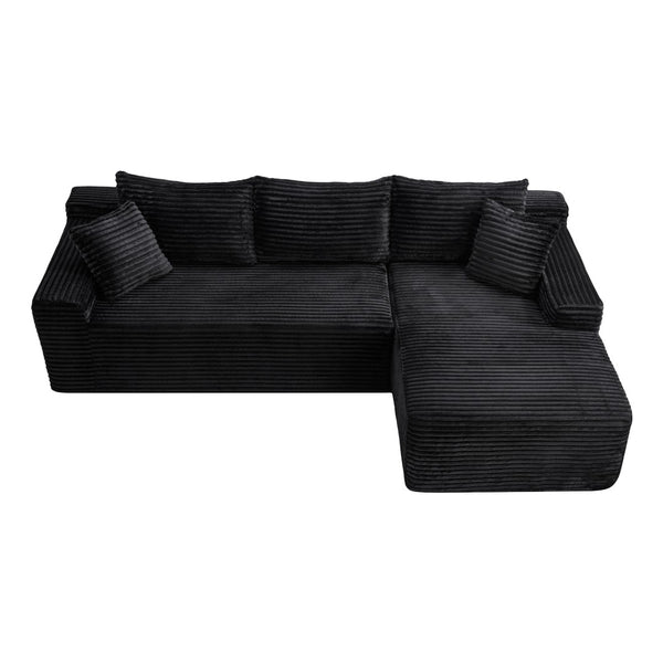 English Elm 94.5" Jumbo Corduroy Cloud Sectional Deep Seat L-shape Sofa for Living Rooms W5515P479894