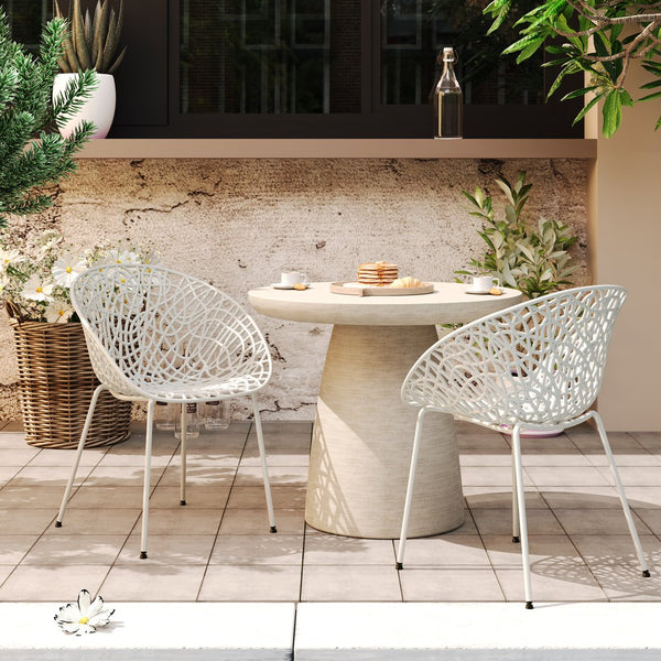 English Elm Christopher Knight Home® - Neiman Outdoor Dining Chair Set of 2 with Weather-Resistant Iron Frame and Perforated Diamond Design White N775P256374W