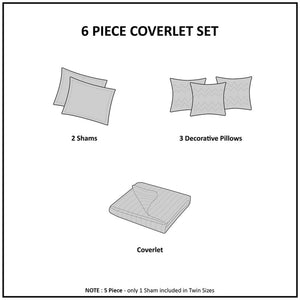 English Elm 6 Piece Printed Quilt Set With Decorative Pillows In Aqua - Reversible Design, Oeko-Tex Certified B03597394