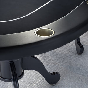 English Elm 96" Oval Poker Table Seats 10 with Waterproof Felt Padded Rail and Dealer Station Black W2748S00027
