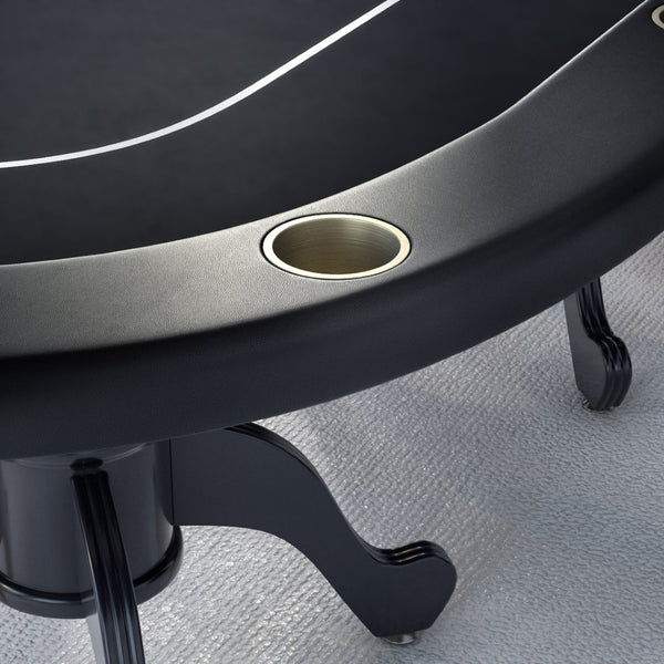 English Elm 96" Oval Poker Table Seats 10 with Waterproof Felt Padded Rail and Dealer Station Black W2748S00027