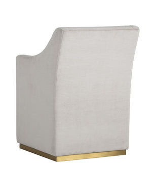 Sunpan Zane Glamorous Wheeled Lounge Chair with Brushed Brass Frame for Stylish Dining & Relaxation Spaces Piccolo Prosecco