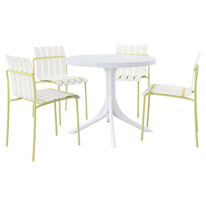English Elm Summer Outdoor Dining Set Stackable Pp Chairs Round Table Uv Resistant Patio Cream White,Grain Yellow,White W3450S00025