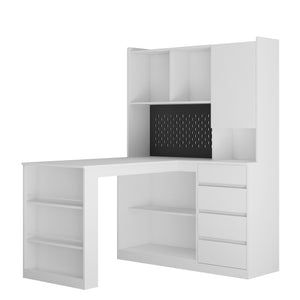 English Elm L Shaped Desk With Charger & Drawers - Modern Corner Computer Desk For Home Office & Gaming Setup W1321S00023
