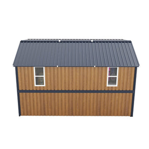 English Elm 10x12 Galvanized Steel Outdoor Shed with Lockable Entry Windows and Sloped Roof W1598S00032