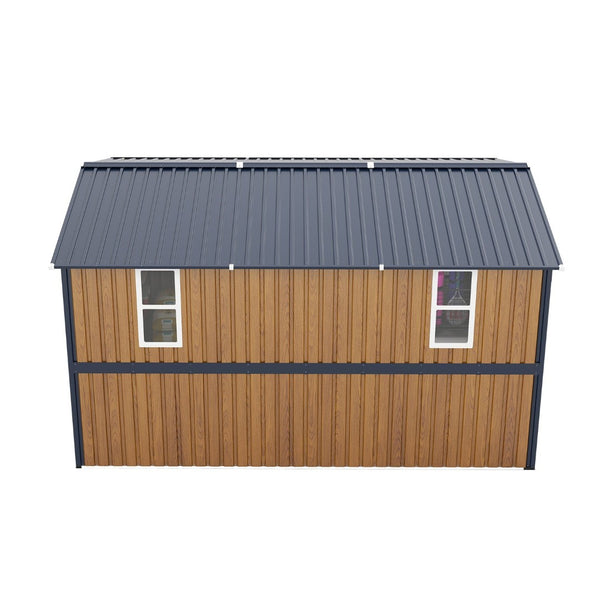 English Elm 10x12 Galvanized Steel Outdoor Shed with Lockable Entry Windows and Sloped Roof W1598S00032