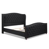 English Elm Marcella Upholstered Shelter Headboard Bed Set, King, Jet Black Woven