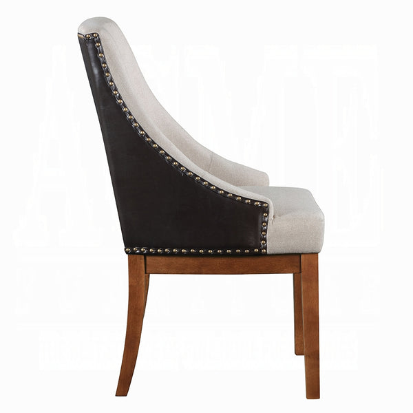 English Elm Traditional Button-Tufted Side Chair Set of 2 — Linen Upholstery, Padded Comfort, Rustic Tapered Legs Brown 25.5 L x 33 W x 23 H B2741P345931