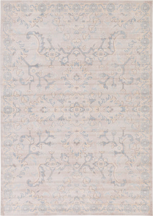 Unique Loom Paris Willow Machine Made Border Rug Gray, Gray/Beige/Blue/Light Blue/Brown 7' 1" x 10' 0"
