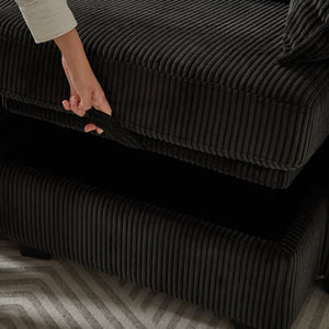 English Elm 113.5'' Modular Sectional Sofa with Storage Ottoman, Convertible U or L Shape Sleeper for 6 Seats Black W834S00250