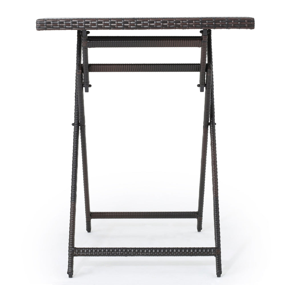English Elm Christopher Knight Home® - Rattan Folding Outdoor Bar Table Brown Multi – UV & Weather Resistant Wicker, Powder-Coated Iron Frame, 39" High 59959.00MBN