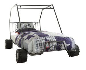 English Elm Xander Go Kart Twin Bed Frame with Durable Metal Build, 8-Slat Support & Race-Inspired Design Gunmetal 30 L x 11 W x 11 H B2726S00218
