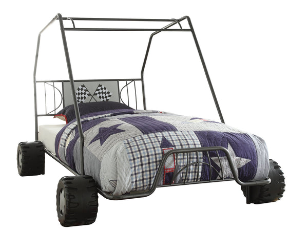 English Elm Xander Go Kart Twin Bed Frame with Durable Metal Build, 8-Slat Support & Race-Inspired Design Gunmetal 30 L x 11 W x 11 H B2726S00218