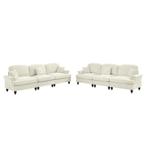 English Elm Classic 2 Piece Modular Couch Set: Elegant Chenille Sofa & Loveseat With Dual-Style Ruffle Skirts W3041S00237