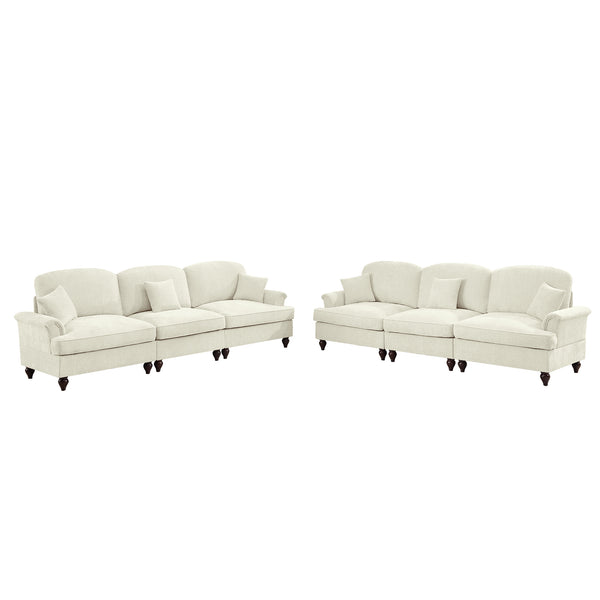 English Elm Classic 2 Piece Modular Couch Set: Elegant Chenille Sofa & Loveseat With Dual-Style Ruffle Skirts W3041S00237